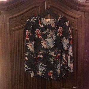 Sheer Floral Pullover Blouse